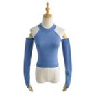 Set: Halter-neck Knit Tank Top + Arm Sleeves