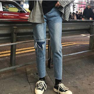 Ripped Crop Slim-fit Jeans