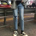 Ripped Crop Slim-fit Jeans