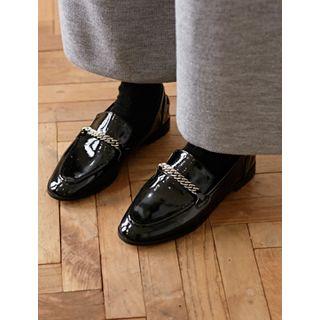 Chain-detail Patent Loafers