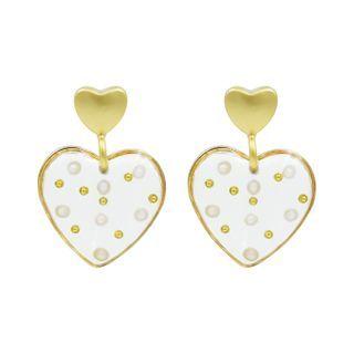 Lucite Heart Dangle Earrings One Size