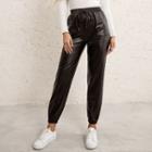 Faux Leather Straight-leg Jogger Pants