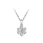 Flashing 925 Sterling Silver Snowflake Pendant With White Cubic Zircon And Necklace