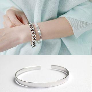 925 Sterling Silver Open Bangle White Gold - One Size