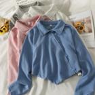 Details Asymmetrical Slim-fit Crop Shirt In 6 Colors