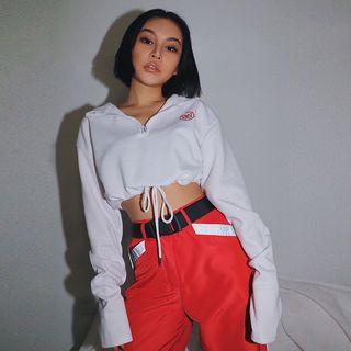 Drawstring-hem Embroidered Crop Top