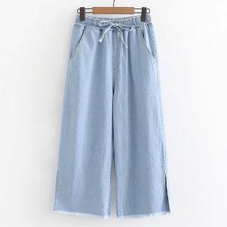 Drawstring Wide-leg Jeans