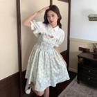 Sleeveless Floral Dress / Cropped Shirt
