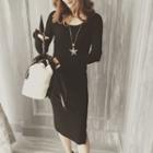 Slit Side Midi Knit Dress