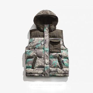 Camo Padded Zipped Hooded Vest