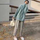 Turtleneck Cable Knit Sweater / Straight-cut Pants