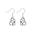 Simple Romantic Heart-shaped Earrings With Cubic Zircon Silver - One Size