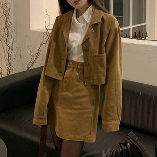 Button-up Cropped Jacket / Mini Skirt / Shirt