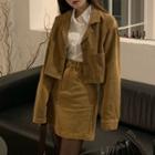 Button-up Cropped Jacket / Mini Skirt / Shirt