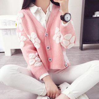 Flower Patterned Cropped Cardigan