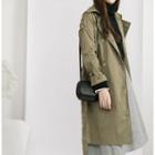 Double-breasted Trench Coat With Sash Green - One Size