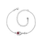 Simple And Fashion Water Drop-shaped Red Cubic Zircon Anklet Silver - One Size