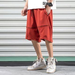 Loose Fit Drawstring Plain Shorts