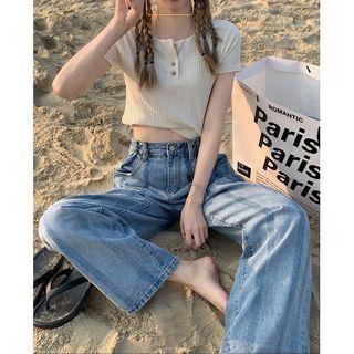 Washed Striped Loose-fit Jeans