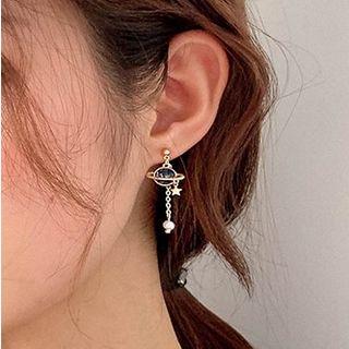 Alloy Planet Faux Leather Dangle Earring