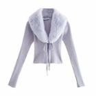 Furry Collar Cropped Cardigan