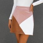 Color Block Panel Mini A-line Skirt