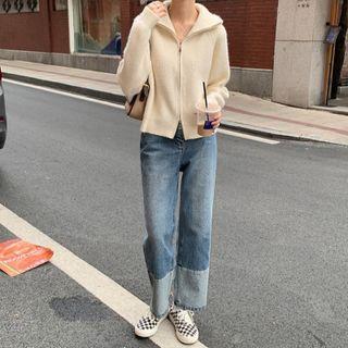 High Waist Patched Wide Leg Jeans