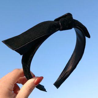 Velvet Bow Headband 01# - Black - One Size