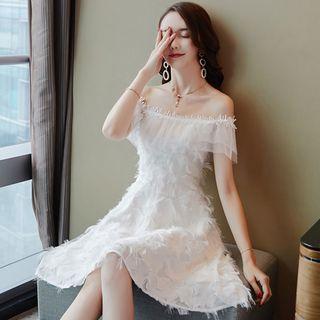 Off-shoulder Fringe A-line Cocktail Dress