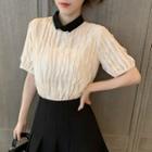 Short-sleeve Contrast Pleated Top