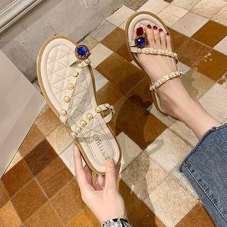 Rhinestone Embellished Flat Sandals