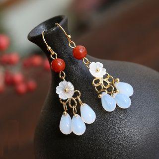 Faux Leather Flower Fringed Earring