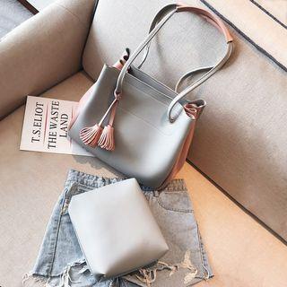 Faux Leather Shoulder Bag Set