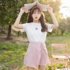 Set: Short-sleeve T-shirt + Plaid Skort