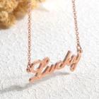 Stainless Steel Lucky Lettering Pendant Necklace 1459 - Rose Gold - One Size