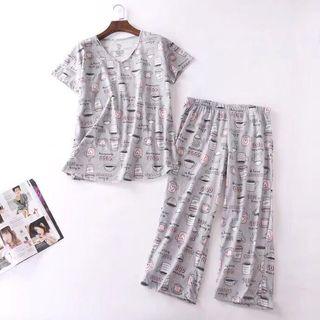 Loungewear Set: Short-sleeve T-shirt + Wide Leg Pants