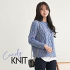 Multicolor Cable-knit Wool Blend Sweater