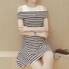 Cutout Shoulder Stripe Minidress