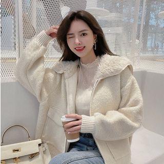 Fluffy Collar Zip-up Jacket