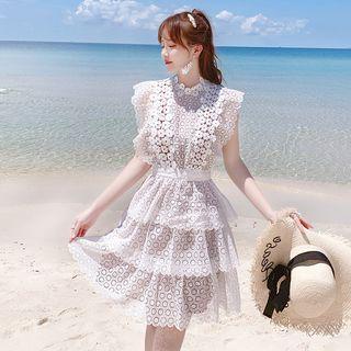 Cap-sleeve Lace Tiered Dress
