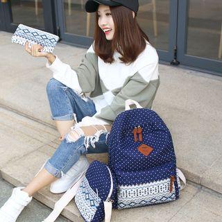 Set Of 3: Patterned Backpack + Crossbody Bag + Zip Pouch
