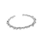 Irregular Sterling Silver Open Bangle 925 Silver - Silver - One Size