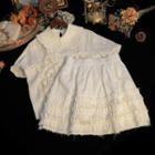 Set: Short-sleeve Floral Print Distressed Shirt + A-line Skirt
