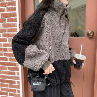 Two-tone Faux Shearling Sweatshirt