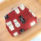 Lucky Cat Print Coin Purse Lucky Cat Print - Red - One Size