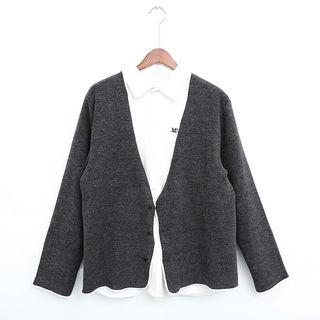 Contrast Trim Plain Basic Cardigan