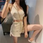 Cropped Halter Top / Lace-up Shorts