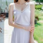 Plus Size Spaghetti-strap Lace-trim Top