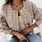 Tweed Plaid Button-up Jacket