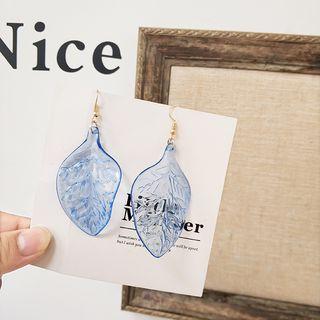 Acrylic Leaf Dangle Earring Transparent Leaf - Blue - One Size